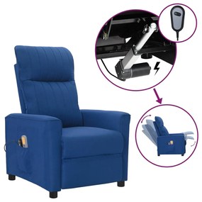 vidaXL Poltrona de massagens elétrica tecido azul