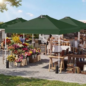 Tenda dobrável 3x3 m com 4 x Sacos de areia de montagem instantânea com 1 botão campismo, feiras, eventos e Saco com rodas Verde