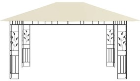 Gazebo c/ mosquiteiro e cordões luzes LED 4x3x2,73m creme