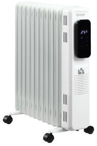 HOMCOM Aquecedor a Óleo 2290/2720W com 3 Modos de Aquecimento Tela LED Controle Tátil Termostato Temporizador 24H e Rodas Baixo Consumo para 20m² 50,5x24x63cm Branco