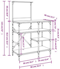 Estante 90x40x132 cm derivados de madeira/metal carvalho sonoma
