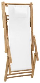 Cadeira de terraço em bambu e lona branco nata