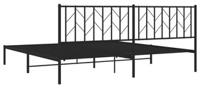 Estrutura de cama com cabeceira 200x200 cm metal preto