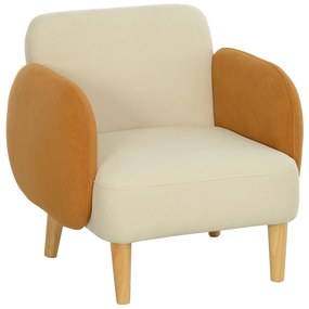 HOMCOM Poltrona Sala de Estar Poltrona para Dormitório com Apoio para os Braços e Pés de Madeira 72x87x82 cm Bege e Ocre | Aosom Portugal