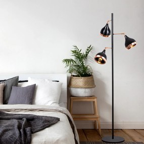 Candeeiro de Pé Yildo – Preto e Cobre – 163 cm