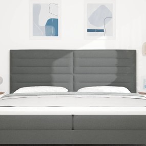 Cabeceira Design Linhas Cinza Escuro 200 cm Tecido