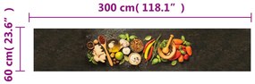 Tapete de cozinha lavável 60x300 cm veludo padrão especiarias