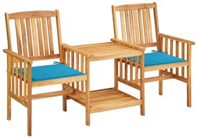 Cadeiras de jardim c/ mesa de centro e almofadões acácia maciça