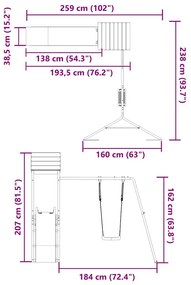 Conjunto de brincar p/ exterior madeira de pinho maciça