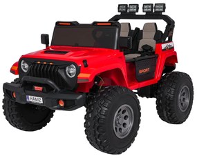 Carro elétrico para Crianças 2 Lugares Extreme Sport 4x4 24V Pneus Espuma EVA, assento couro ecológico Vermelho