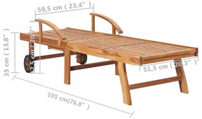 Espreguiçadeiras com mesa e almofadão 2 pcs teca maciça