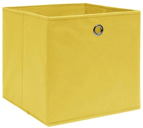 Caixas arrumação 10 pcs 28x28x28 cm tecido-não-tecido amarelo