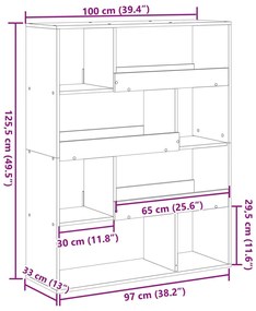 divisória 100x33x125,5 cm derivados de madeira cinzento sonoma