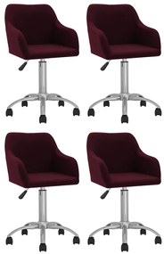 vidaXL Cadeiras de jantar giratórias 4 pcs tecido roxo