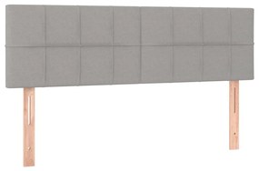 Cabeceira de cama c/ luzes LED tecido 144x5x78/88cm cinza-claro