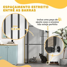 Barreira para Cães Extra Alta com Largura Ajustável 77-104 cm Barreira de Segurança para Cães e Gatos com 2 Extensões Preto