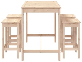 5 pcs conjunto de bar para jardim pinho maciço