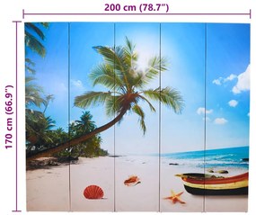 Biombo dobrável com estampa de praia 200x170 cm