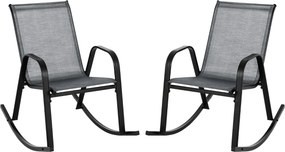 Conjunto de 2 cadeiras de baloiço para jardim Assento ergonómico em textilene Baloiço suave Carga até 150 kg 91 x 62 x 86 cm Cinzento
