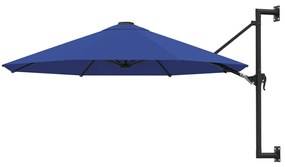 vidaXL Guarda-sol de montar na parede com mastro metálico 300 cm azul