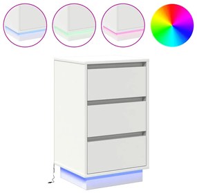Criado-Mudo com LED Branco 39x34.5x65 cm Madeira Engenheirada