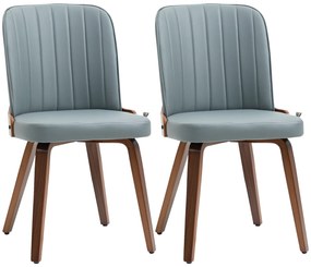 HOMCOM Conjunto de 2 Cadeiras de Sala de Jantar Modernas com Assentos Estofados em PU e Pés de Madeira 47,5x55x85cm Cinza e Madeira | Aosom Portugal