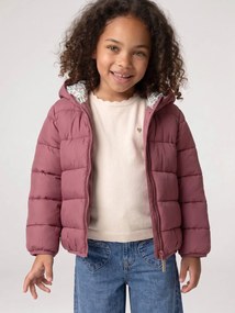 Blusão acolchoado leve, com capuz, para menina ameixa