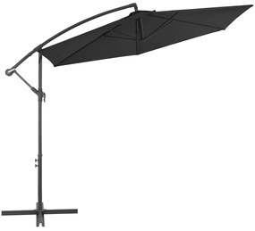 Guarda-sol de jardim cantilever c/ poste alumínio 300 cm preto