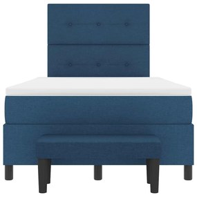 Cama Box com Colchão e Banco Azul 120x200 cm Tecido