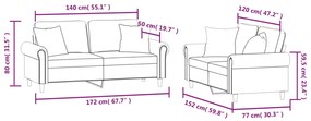 2 pcs conjunto de sofás com almofadas veludo cinzento-escuro