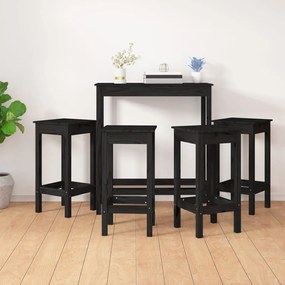 vidaXL 5 pcs conjunto de bar pinho maciço preto