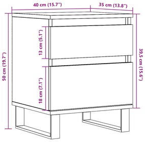Mesas cabeceira 2pcs 40x35x50cm derivados madeira madeira velha