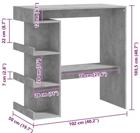 Mesa de bar com prateleira derivados de madeira cinza cimento