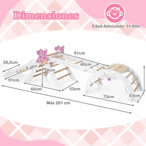 Conjunto de triângulo de escalada para crianças Montessori de madeira dobráveis 8 em 1 para bebés Parque infantil interior branco