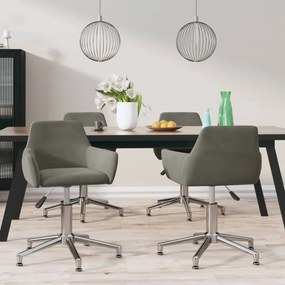 vidaXL Cadeiras de jantar giratórias 4 pcs veludo cinzento-escuro