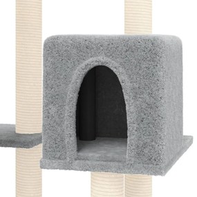 Árvore Arranhador para gatos com Postes em Sisal de 145 cm - Cinza Cla