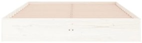 Estrutura de cama casal 135x190 cm madeira maciça branco
