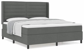 Cama Box com Colchão Cinza Escuro 180x200 cm em Tecido