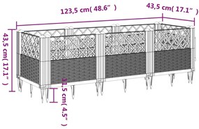 Vaso/floreira de jardim c/ estacas 123,5x43,5x43,5 cm PP preto