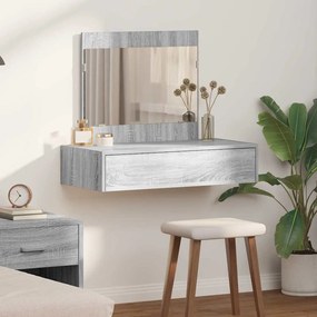 vidaXL Mesa de maquilhagem pendurada na parede cinza sonoma 83x40x70 cm