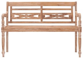 Banco Batávia 120 cm madeira de teca maciça branco lavado