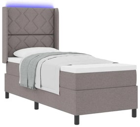 Cama com Estrado e Colchão com LED em Taupe, 80x200 cm de Tecido