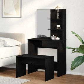 Conjunto de Tocador vidaXL Carvalho Preto Madeira de Engenharia