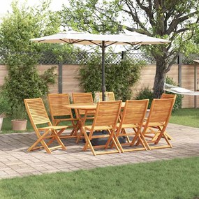 vidaXL Conjunto de Jantar de Jardim Manual 9 pcs Castanho Largo