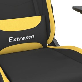 Cadeira de gaming com apoio para os pés tecido preto e amarelo