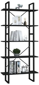 Estante com 5 prateleiras 80x30x175 cm derivados madeira preto