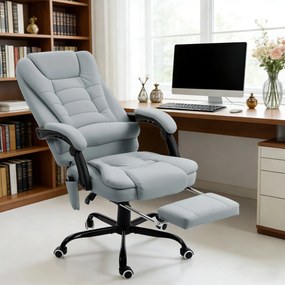 Cadeira de escritório com função de massagem, altura ajustável, encosto reclinável e comando com fio, cinzenta