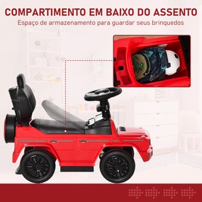 Carro Andador para Crianças Mercedes G350 com Buzina Capô Removível Encosto e Suporte de Proteção 85,5x40,5x95 cm Vermelho