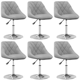 Cadeiras de jantar giratórias 6 pcs veludo cinzento-claro