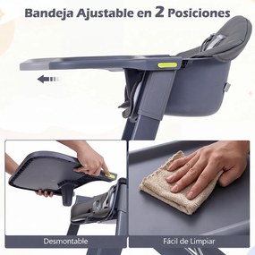 Cadeira de Refeição Infantil, 66 x 55 x 90 cm, 3 Modos de Utilização, Cinzento